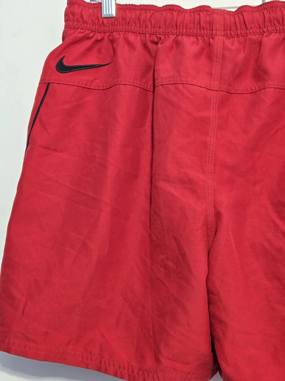 Nike Swim Red Cargo Swim Trunks Men's Large Mesh Lined Board Shorts